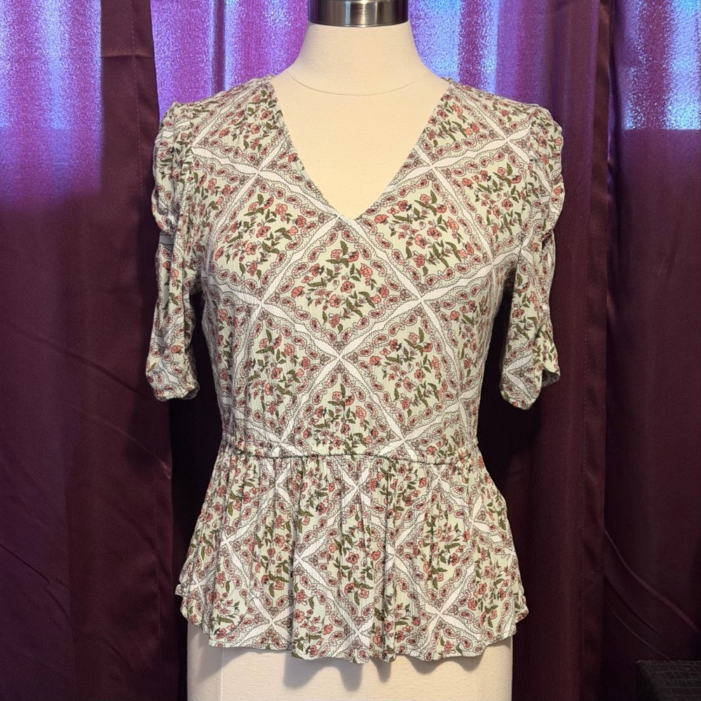 Wrangler Retro Peplum Rayon Top Blouse